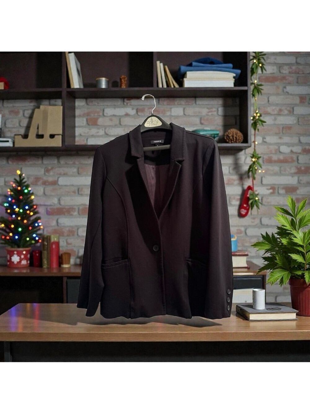 Torrid 2 Blazer Jacket Womens 2X Black Professional Office Shoulder Pads Stretch
